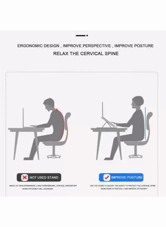 حامل لابتوب محمول مصنوع من سبيكة الألومنيوم فضي - Image 5