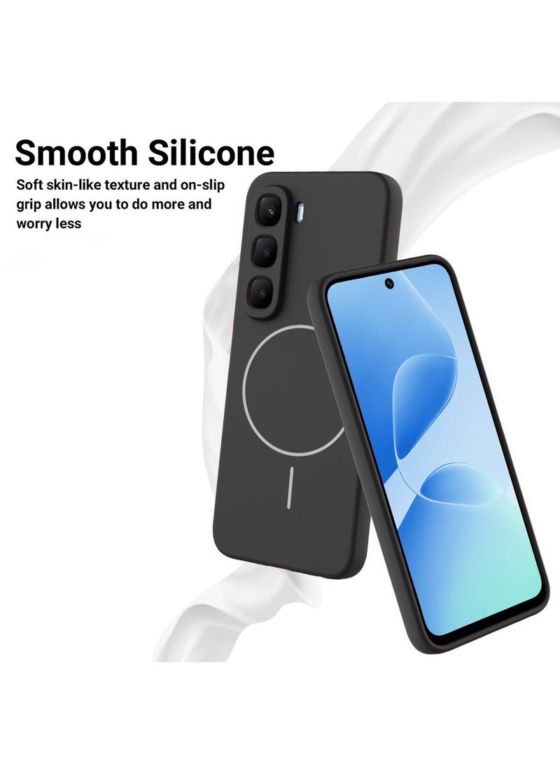 دبليو تيك غلاف حالة رقيق متوافق مع حلقة ماغ سيف من السيليكون السائل الفاخر إنفينكس هوت 60 5G 2025 (MCMPMN) - أسود - Image 3