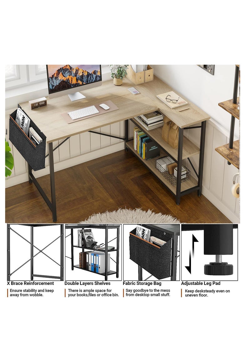 زويهاو مكتب ألعاب على شكل حرف L مقاس 40 بوصة مع أرفف تخزين ومكتب زاوية ومكاتب منزلية مع حقيبة تخزين - Image 2