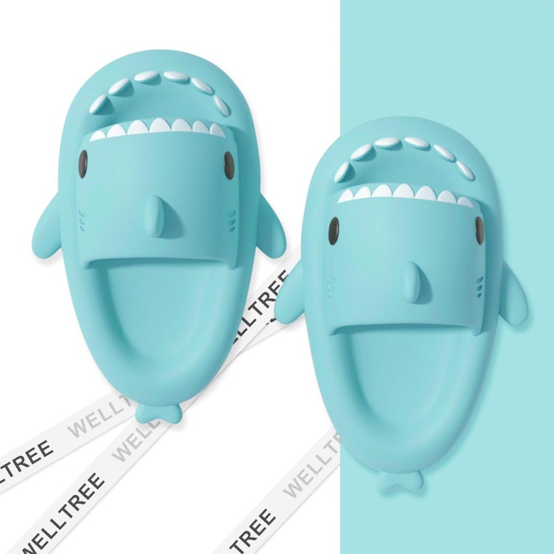 Slides for Women Men Thick Cloud Pillow Slippers | Non-Slip 1.57" Thick Sole EVA Open Toe Shark Sandals for Indoor Beach Shower Pool - Image 2