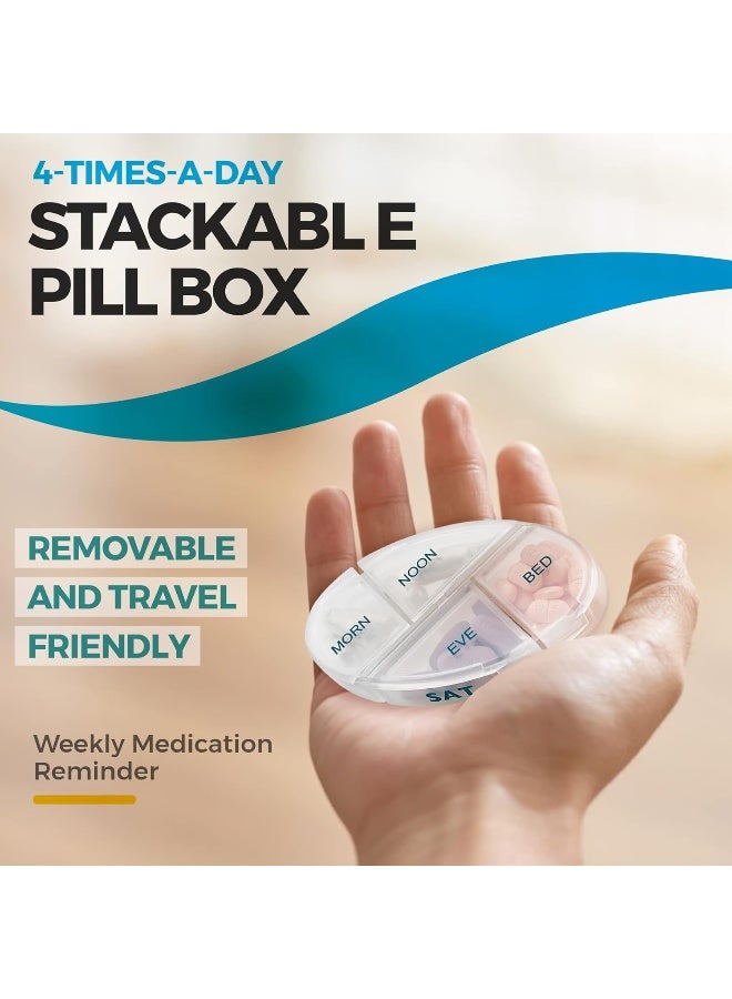 MEDca Weekly Pill Organizer, 1 Dispenser, 7 Stackable Compartments Four Times-A-Day Morning, Noon, Evening, And Bedtime, Grey - Image 3