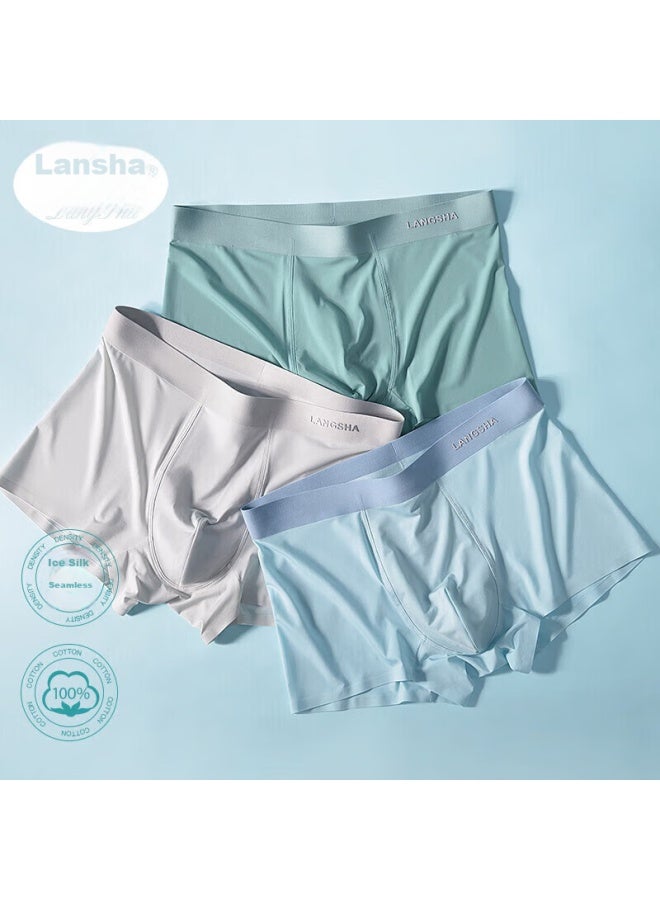 LANG SHA Langsha Men's Underwear, Ice Silk Ultra-thin, Seamless, Breathable, 3a Pure Cotton, Antibacterial, Boxer Briefs, Summer Shorts, Underpants  - Image 1