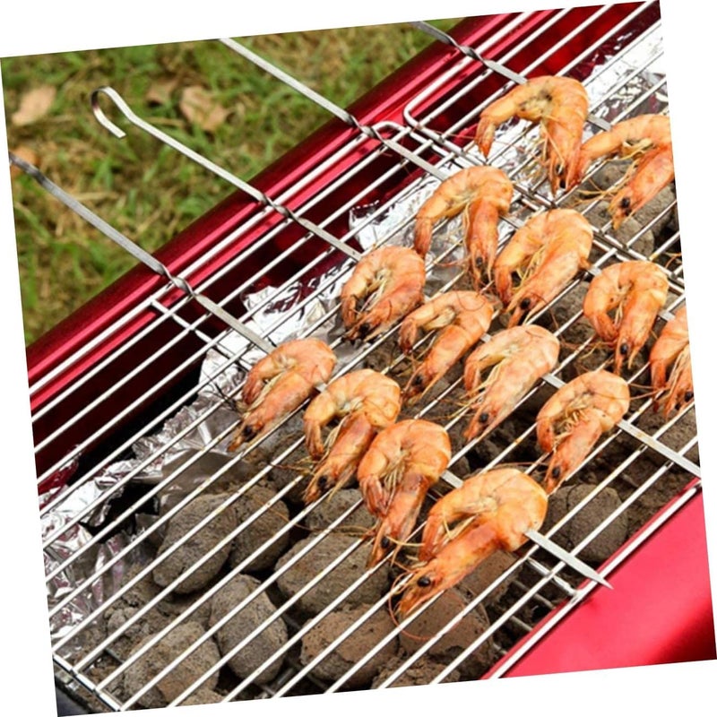 FASHION.HOME 10 Large BBQ Skewers in Strong Rustproof Stainless Steel - Perfect for Outdoor BBQ at Parties and Trips - Durable and Reusable - Image 5