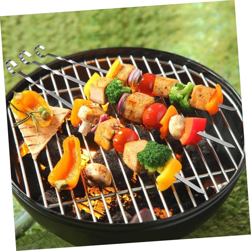 FASHION.HOME 10 Large BBQ Skewers in Strong Rustproof Stainless Steel - Perfect for Outdoor BBQ at Parties and Trips - Durable and Reusable - Image 4