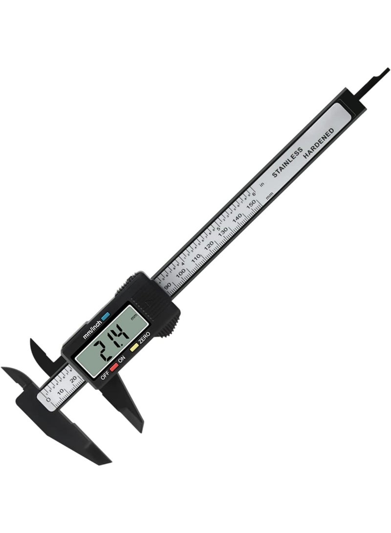 0-6 Inch/ 150mm Electronic Digital Vernier Caliper Carbon Fiber Reinforced Plastic High Precision Slide Caliper LCD Display Measuring Tool (Inch/Metric) - Image 1
