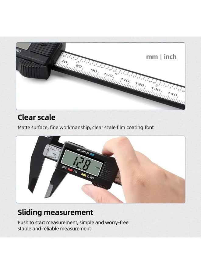 0-6 Inch/ 150mm Electronic Digital Vernier Caliper Carbon Fiber Reinforced Plastic High Precision Slide Caliper LCD Display Measuring Tool (Inch/Metric) - Image 4