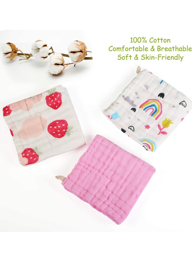 SYOSI Baby Muslin Washcloths 10 Pack Natural Cotton Wipes, Soft Organic Wash Cloth Newborn Face Towel and Washcloth 30 * 30  - Image 5
