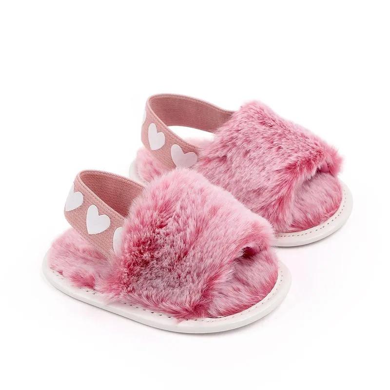 Baby shoes fashion comfortable soft plush slippers pink - Image 5