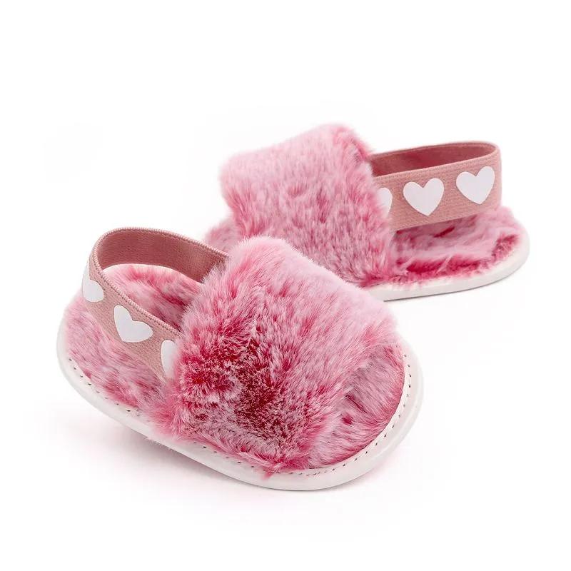 Baby shoes fashion comfortable soft plush slippers pink - Image 1