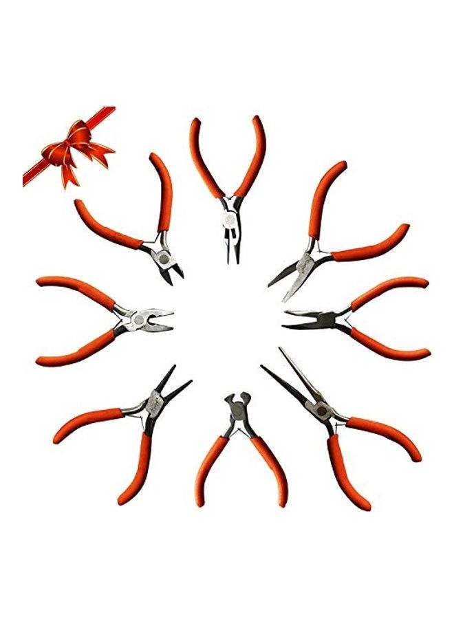 نيبمينينت 8-Piece Plier Tool Kit Set With Soft Grip Handle Orange/Silver  - Image 1