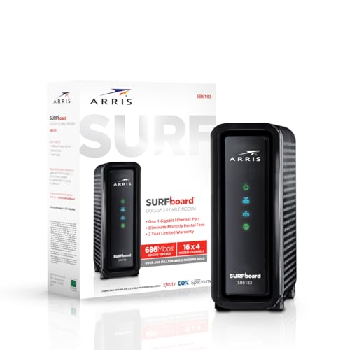 ARRIS SB6183 Cable Modem Fast DOCSIS 30 16x4 Gigabit Check with your provider for compatibility 1 Gbps Port 400 Mbps Max Internet Speed 2 Year Warranty - Image 3