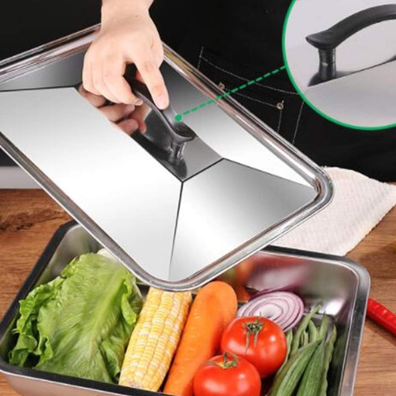 Baster Buffet Stainless Steel Pan Cover Lid for Chafing Dishes and Steam Table Pans Pan Lids for Food Warmer Buffet Serving Chafing Dishes Without Window S Cooking Tool Griddle Cover - Image 2