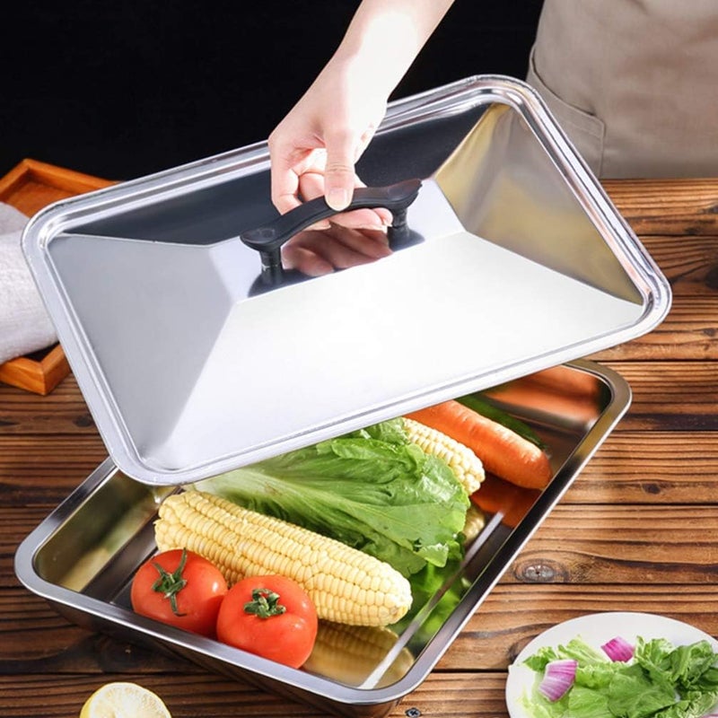 Baster Buffet Stainless Steel Pan Cover Lid for Chafing Dishes and Steam Table Pans Pan Lids for Food Warmer Buffet Serving Chafing Dishes Without Window S Cooking Tool Griddle Cover - Image 3