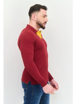 GANT Men Regular Fit Embroidered Logo Long Sleeves Polo, Maroon  - Image 4