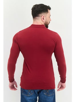 GANT Men Regular Fit Embroidered Logo Long Sleeves Polo, Maroon  - Image 2