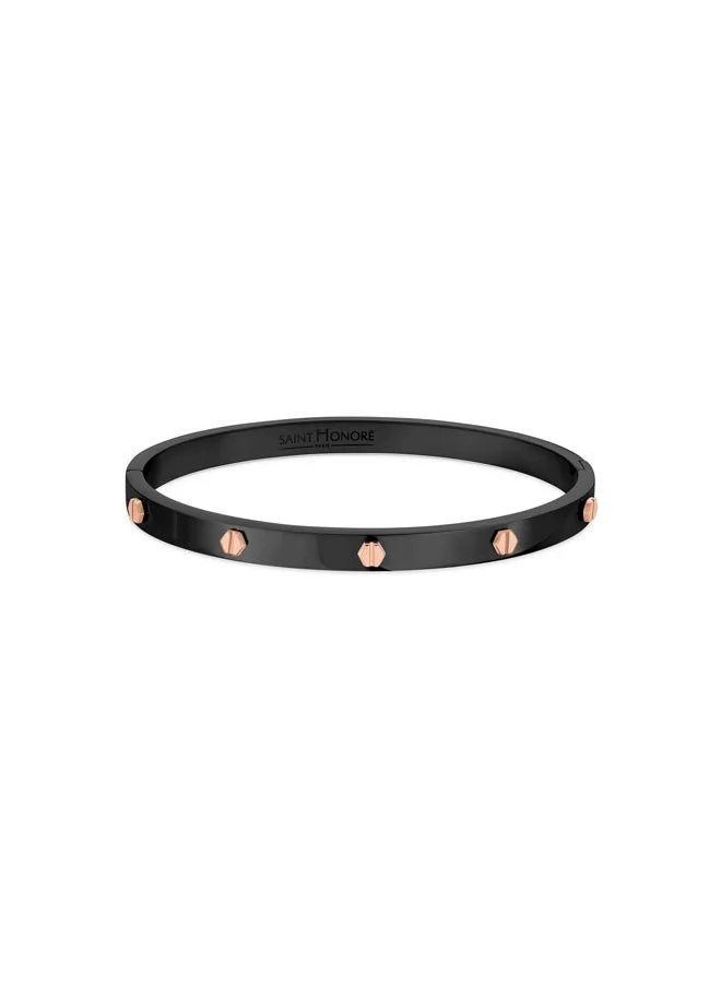 Saint Honore Paris Haussman Black Bangle With Rose Gold Screws for Women's