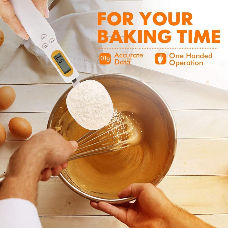 YONIMI Plastic Electronic Kitchen Digital Measuring Spoon Scales - Accurate Teaspoon Scale Weighing in Grams and Oz - LCD Display, Gift for Bakers and Cooks, 500 G, White - Image 3