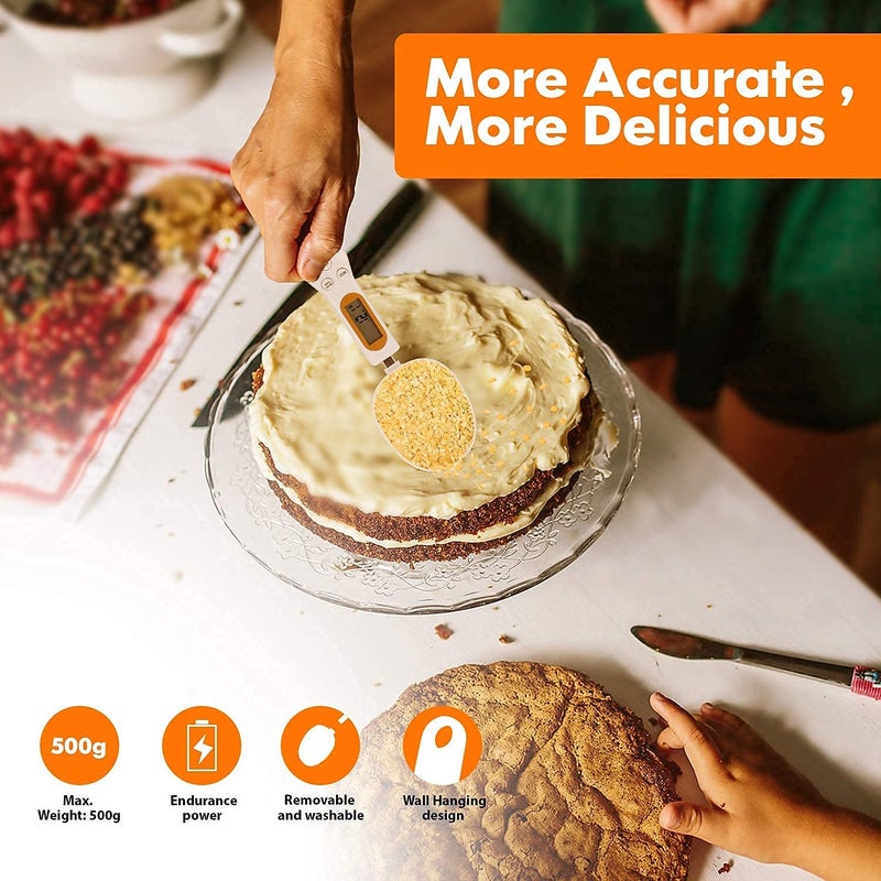 YONIMI Plastic Electronic Kitchen Digital Measuring Spoon Scales - Accurate Teaspoon Scale Weighing in Grams and Oz - LCD Display, Gift for Bakers and Cooks, 500 G, White - Image 5