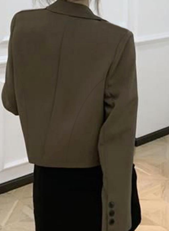 Take Two Olive Green Button-Front l Long Sleeve Blazer - Image 4