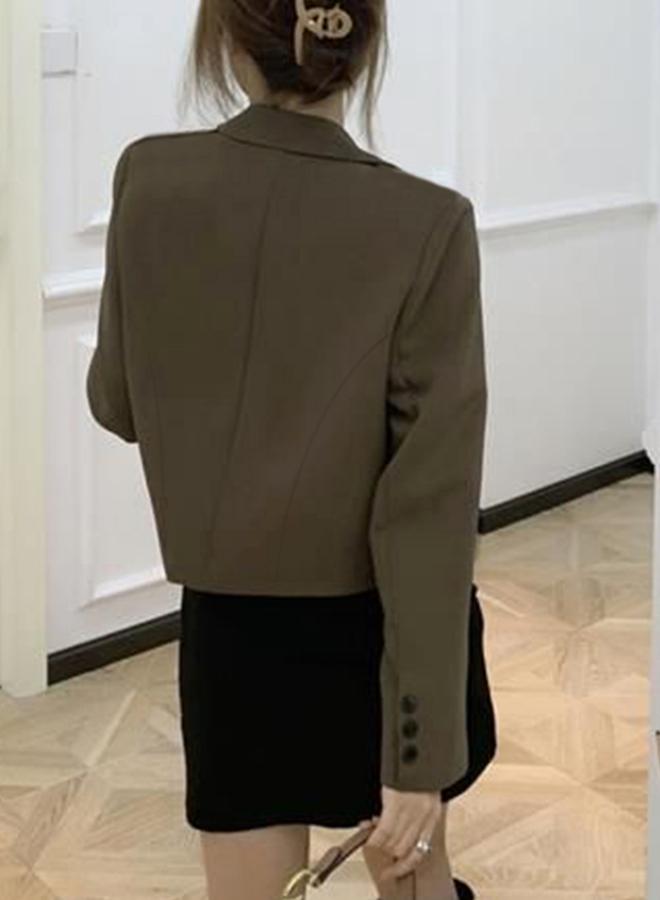 Take Two Olive Green Button-Front l Long Sleeve Blazer - Image 5