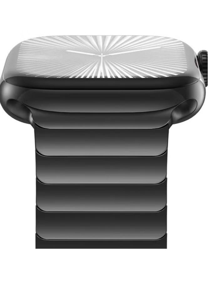 Stainless Steel Band for Apple Watch Ultra & Series 8 7 6 5 4 3 2 1 – Premium Metal Strap with Folding Clasp for Men | Compatible with 49mm, 45mm, 44mm, 42mm | Black Replacement Strap for Apple Watch – Stylish & Durable Wristband