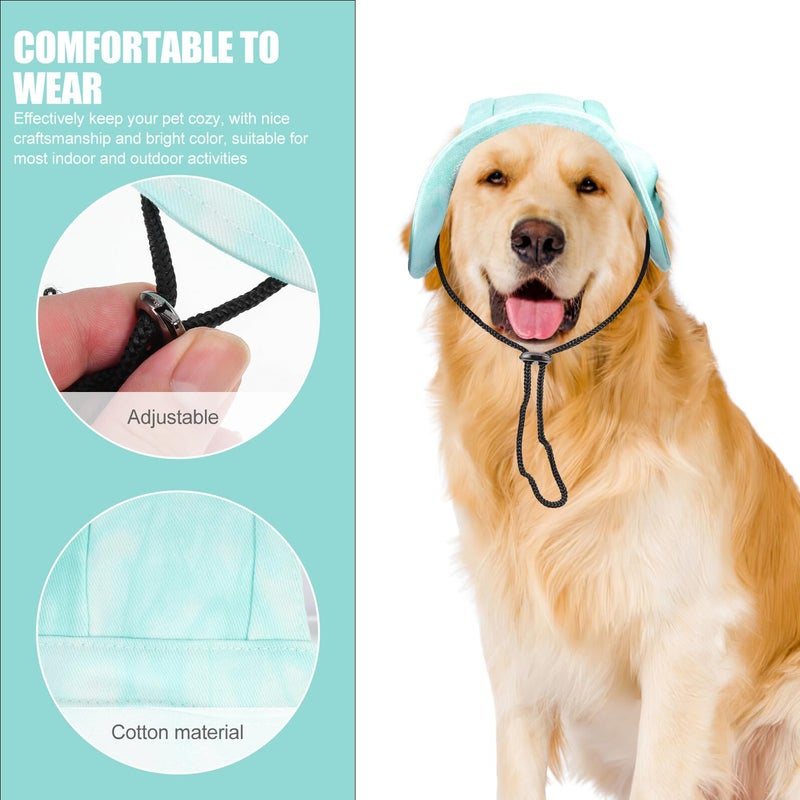 Adjustable Cotton Dog Sun Hat With Ear Protection Mint Green Medium Size - Image 4