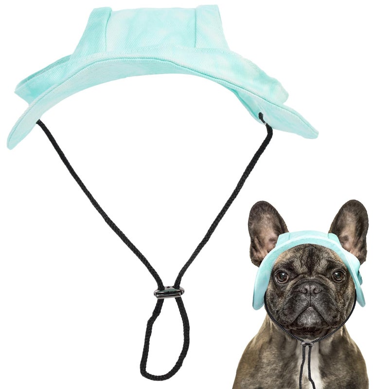 Adjustable Cotton Dog Sun Hat With Ear Protection Mint Green Medium Size - Image 2