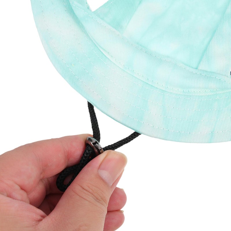 Adjustable Cotton Dog Sun Hat With Ear Protection Mint Green Medium Size - Image 5