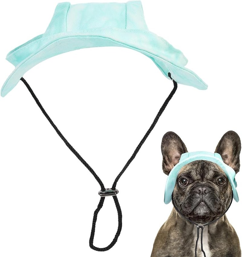 Adjustable Cotton Dog Sun Hat With Ear Protection Mint Green Medium Size - Image 1