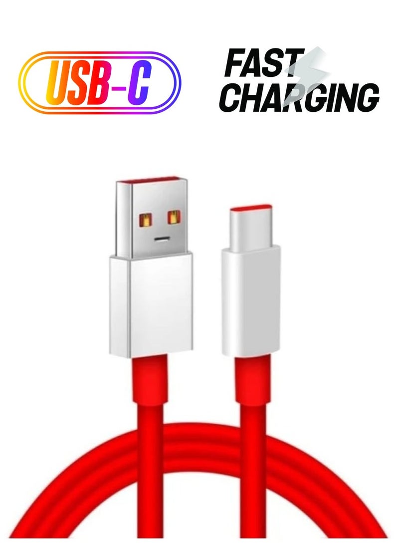 "Dynamic Red Super Fast USB Type-C Cable – Perfect for OnePlus 11, 10 Pro, Nord N20, 8T, and More!" - Image 1