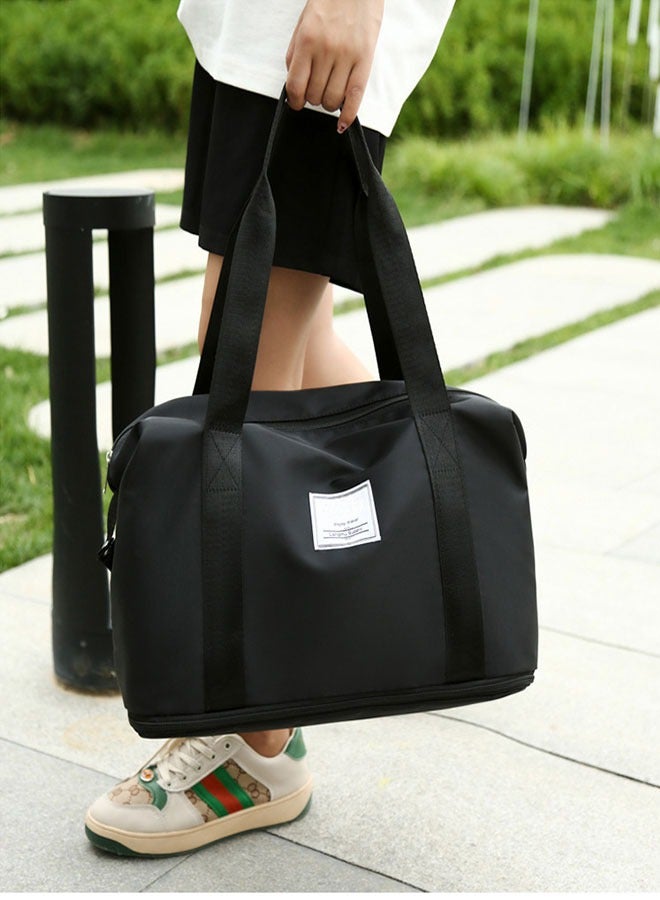 HAWAWA Expandable Travel Duffel Bag, Sports Tote Gym Bag, Shoulder Weekender Overnight Bag with Trolley Sleeve for Women Black - Image 3