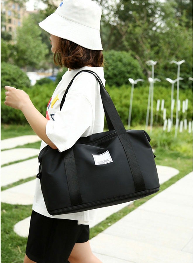 HAWAWA Expandable Travel Duffel Bag, Sports Tote Gym Bag, Shoulder Weekender Overnight Bag with Trolley Sleeve for Women Black - Image 4