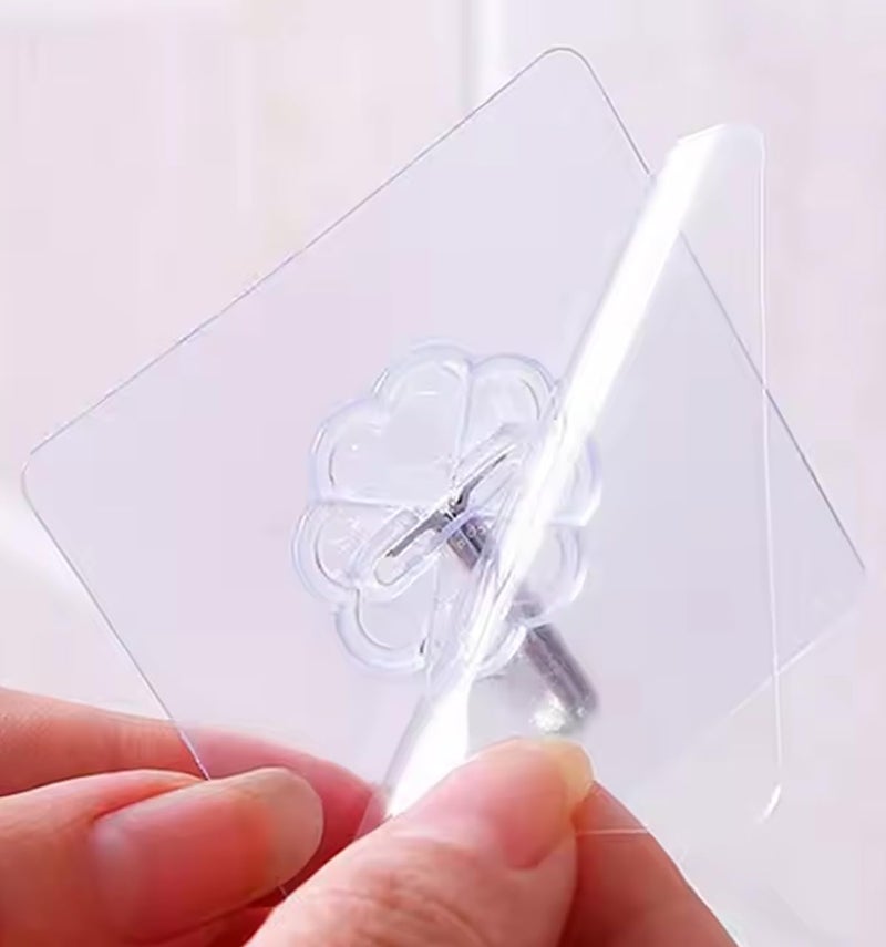 Heavy Duty Self Adhesive Wall Hooks for Hanging No Drill StickOn Hooks for Clothes Kitchen Bathroom and Home Decor Transparent Sticky Wall Hangers Pack of 12  - Image 2