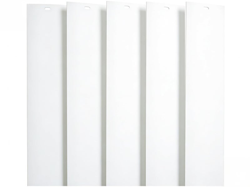 FTTIKI 82.5" x 3.5" White PVC Vertical Blind Replacement Slats Curved Smooth (5 Pack) - Image 1