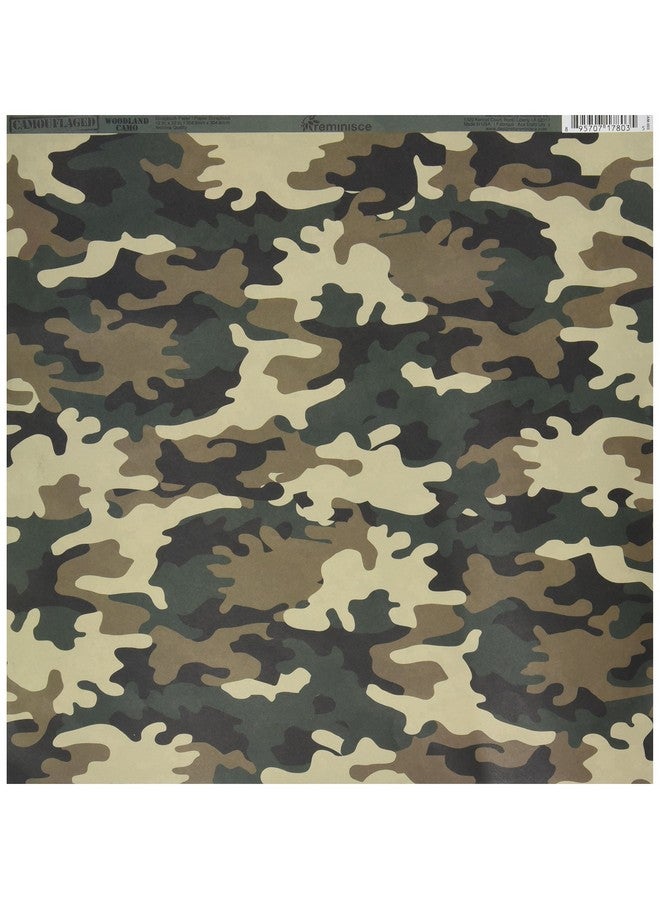 Reminisce Camouflaged 12 By 12Inch Double Sided Scrapbook Paper Woodland Camo (Cam003) 25 Sheets Pack Of 1 - Image 1