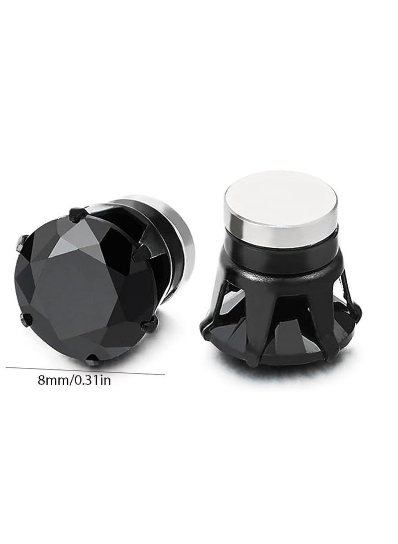 EFUMKE Stainless Steel Magnetic Stud Earrings Unisex Non-piercing Hypoallergenic 6mm 3 Pairs - Image 2