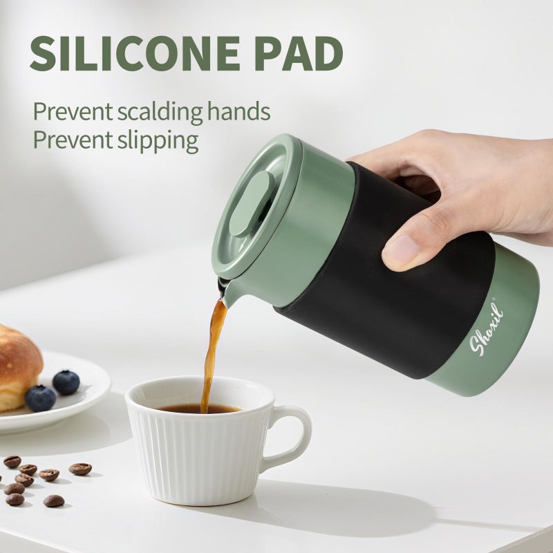 shoxil French Press â€“ 350ml Stainless Steel Coffee Press, 2 Cup Cafetiere for Ground Coffee, Portable French Press - Image 2