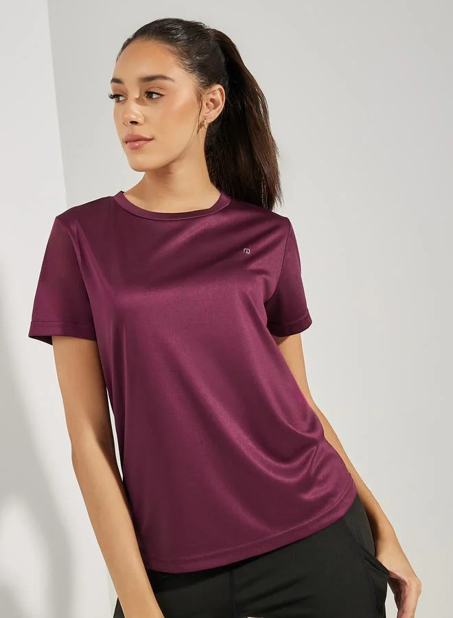 Styli Logo Detail Short Sleeves Basic Top