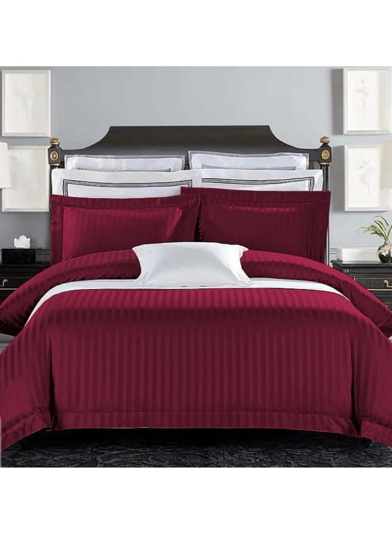 طقم ملاءات سرير من DOLTRI مكون من 3 قطع من الساتان القطني 150 TC مقاس كينج مجموعة بريميوم - 1 ملاءة سرير + 2 كيس وسادة (كستنائي)