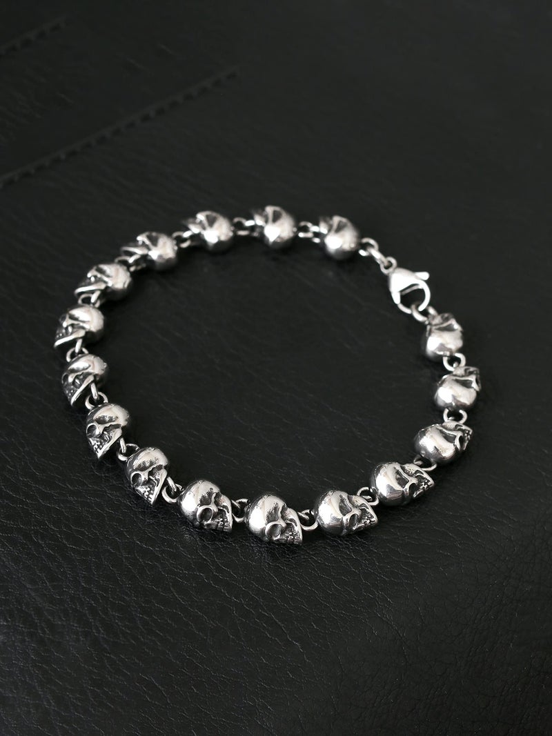 HAQUIL Stainless Steel Skull Bead Linked Bracelet for Men and Women, Skull Jewelry Gift (AD) - Image 3