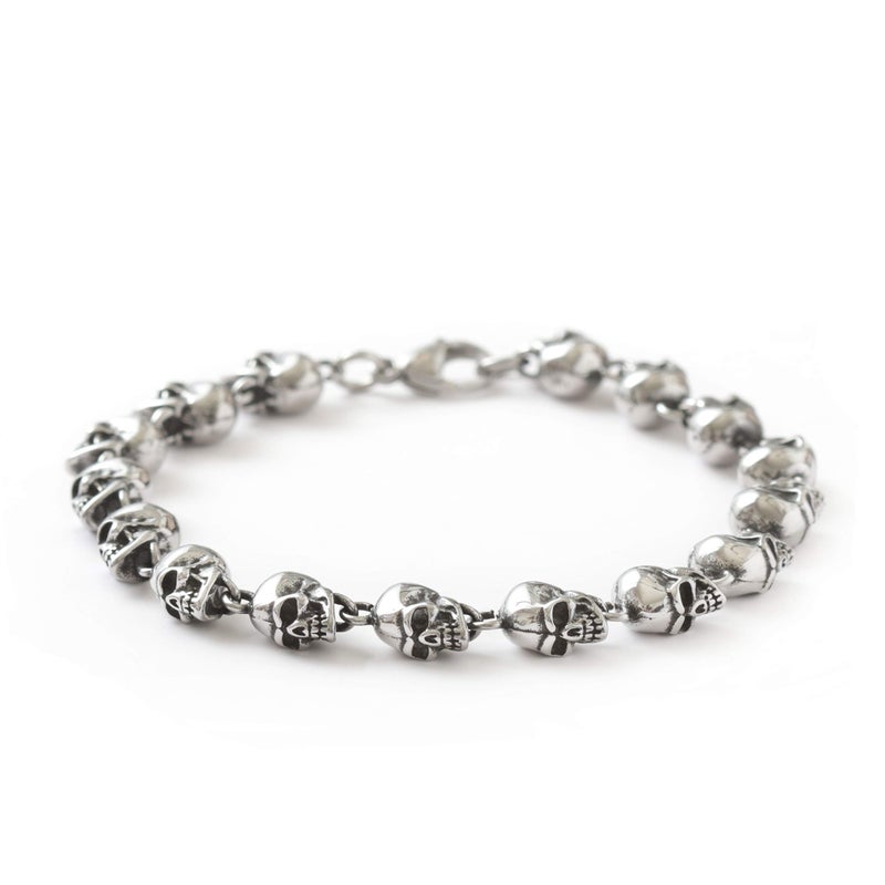 HAQUIL Stainless Steel Skull Bead Linked Bracelet for Men and Women, Skull Jewelry Gift (AD) - Image 1