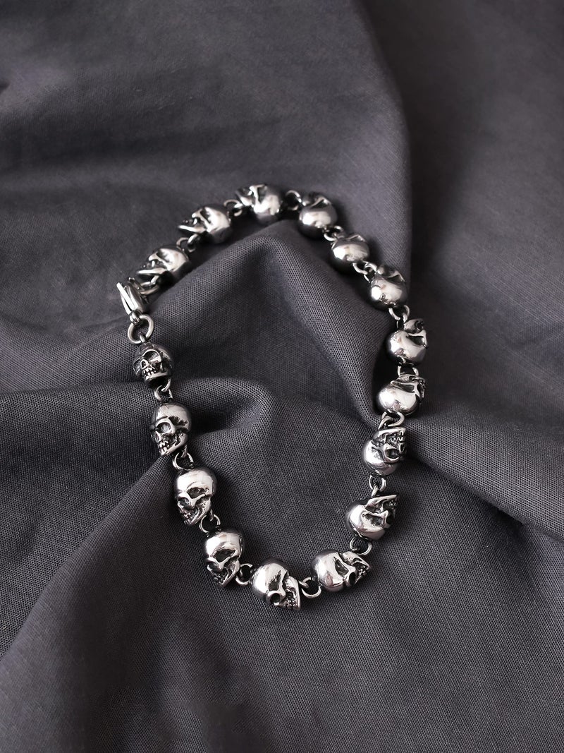 HAQUIL Stainless Steel Skull Bead Linked Bracelet for Men and Women, Skull Jewelry Gift (AD) - Image 4