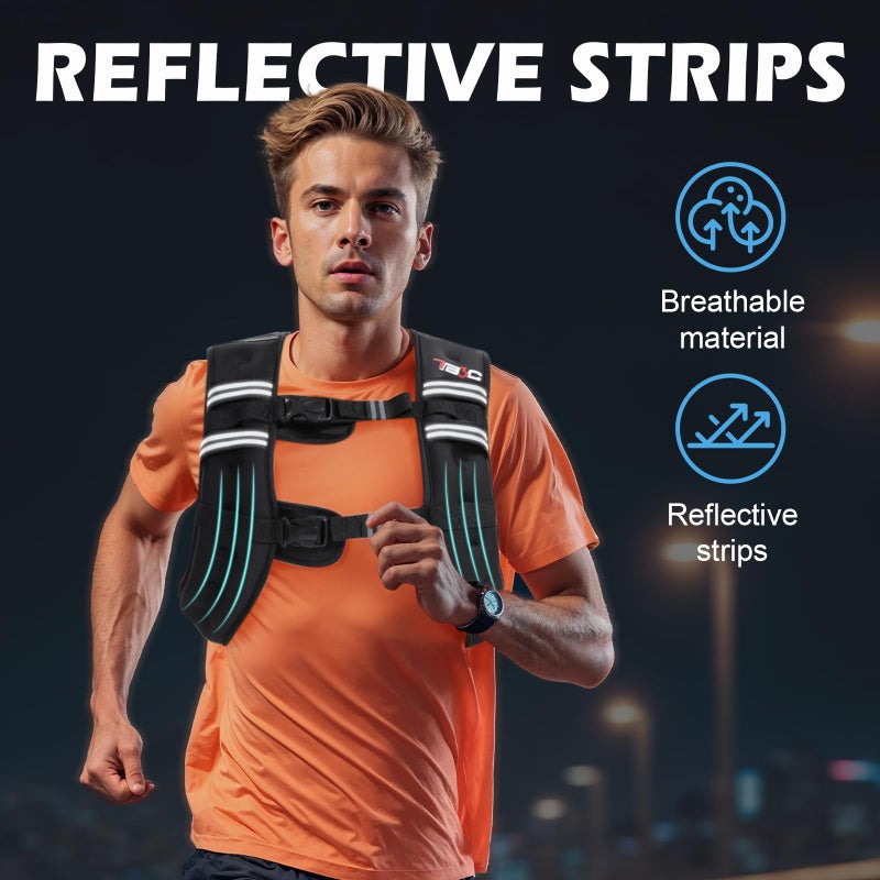 TB3C Weighted Vest Woman, 12 LB Womens Weight Vest for Walking, Strength Training Weight Vests for Men, Reflective Stripe Fitness Vest for Workout Running Jogging - Image 3