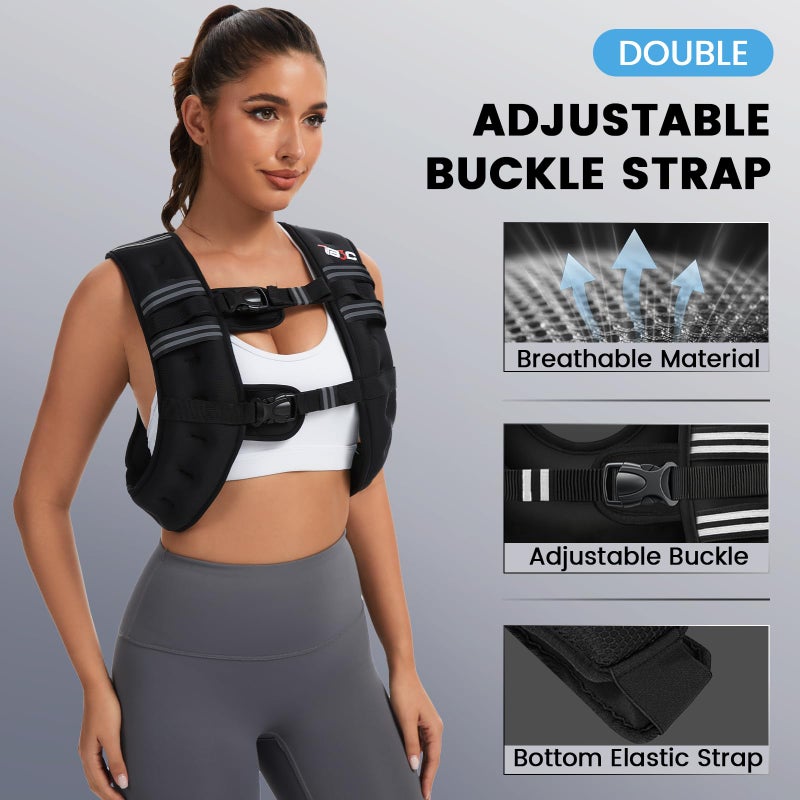TB3C Weighted Vest Woman, 12 LB Womens Weight Vest for Walking, Strength Training Weight Vests for Men, Reflective Stripe Fitness Vest for Workout Running Jogging - Image 2