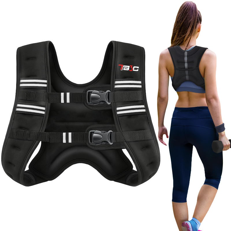 TB3C Weighted Vest Woman, 12 LB Womens Weight Vest for Walking, Strength Training Weight Vests for Men, Reflective Stripe Fitness Vest for Workout Running Jogging - Image 1