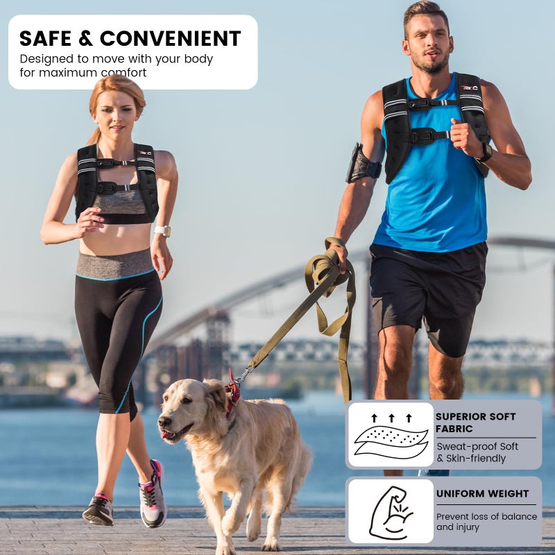 TB3C Weighted Vest Woman, 12 LB Womens Weight Vest for Walking, Strength Training Weight Vests for Men, Reflective Stripe Fitness Vest for Workout Running Jogging - Image 4