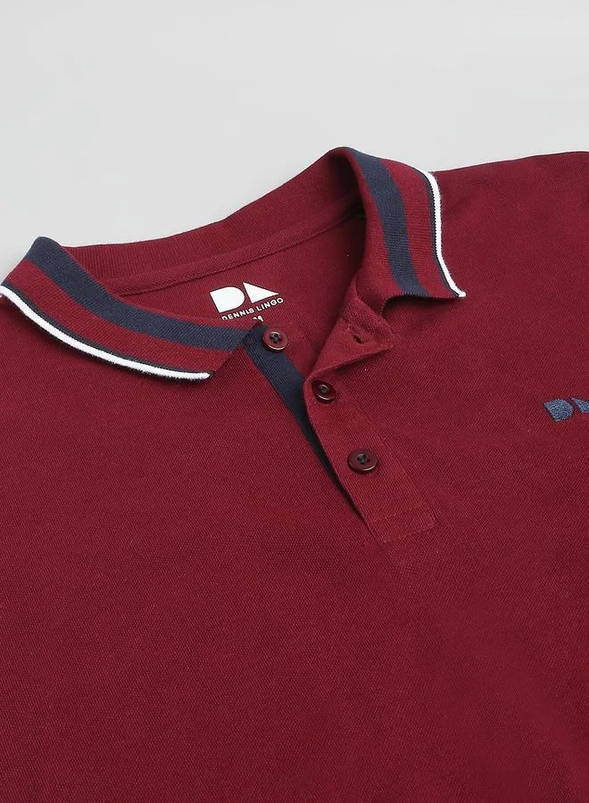 Dennis Lingo Men's Wine Regular Fit Cotton Polo T-shirt