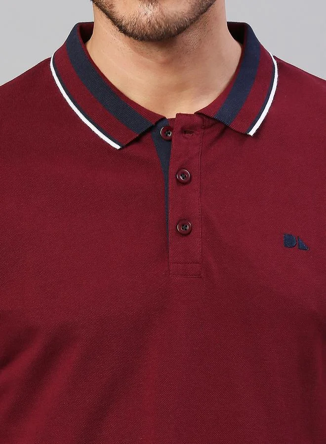 Dennis Lingo Men's Wine Regular Fit Cotton Polo T-shirt
