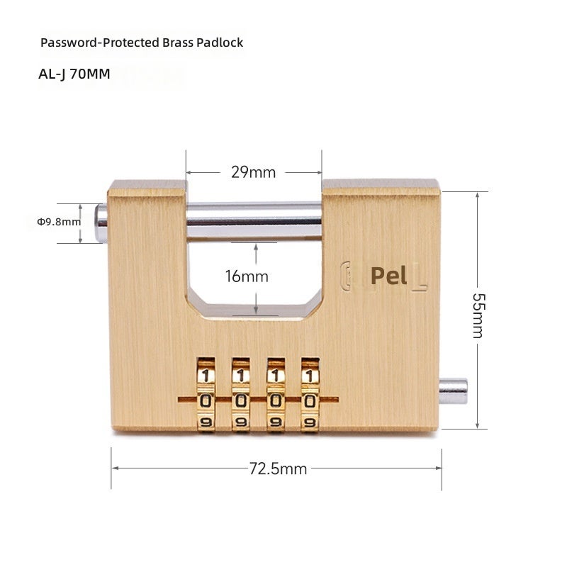 OPEL Brass Rectangular Combination Padlock for Warehouse Doors - Anti-Theft, Anti-Pry Security Lock - Image 1