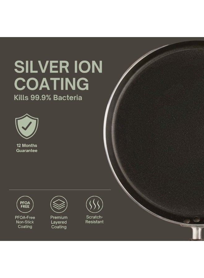 NIRLEP NutriHealth 31cm Flat Griddle Tawa with Xtra Thick Base| Silver Ion Coating, Sturdy Handles, PFOA Free, 5 Layered Coating | To Make Dosas, Uttapams, Parathas, Chillas, Omelettes, Crepes & Bread Toast  - Image 3